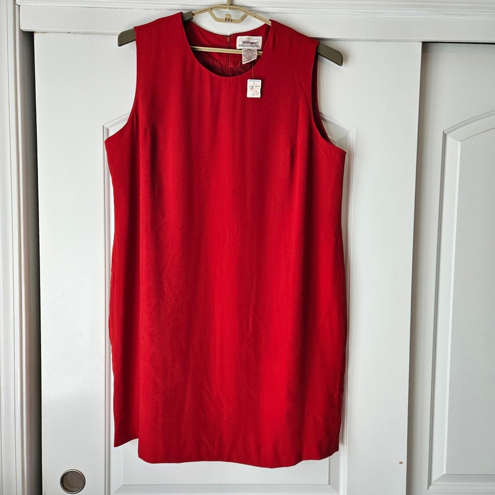 Vintage Worthington Shift Dress Womens 22W Red 90s Sheath Minimalist Bold Office
